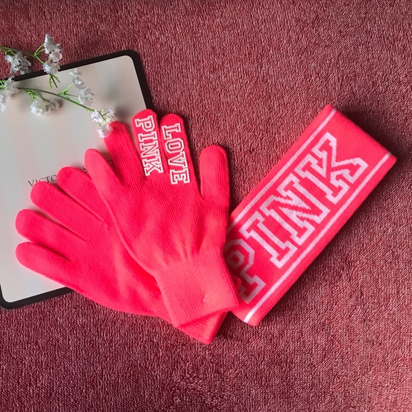 PINK Victoria's Secret Accessories - Victoria’s Secret PINK Knit Headband & Glo…